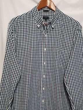 J. Crew Men’s Green and Blue Checked Button-Down Shirt